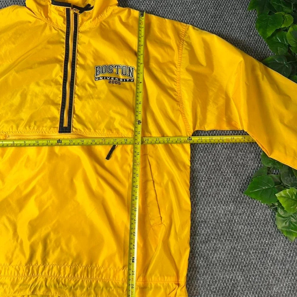 Vintage Boston University 2005 Pullover Windbreaker Jacket Yellow Anorak Y2K